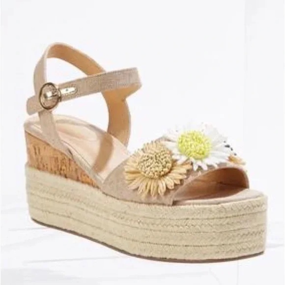 Cato | Straw Flower Platform Wedges Various Sizes Available - Picture 3 of 8